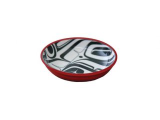 Indigenous American Art - Small Dish - Raven by Kelly Robinson (Red/Black)