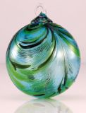Mt. St. Helens Ash Hand Blown Glass Ornament - Aqua Taffy - 3'' diameter