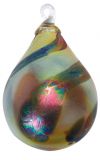 Mt. St. Helens Ash Hand Blown Glass Raindrop Ornament - Antique Gold - 4'' height