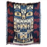 Pacific Northwest Coast Native American Animal Patterns - Cotton Throw Blanket - 64