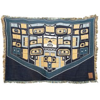 Pacific Northwest Coast Native American - Chilkat - Cotton Throw Blanket 