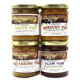 Rock Island Red - 1 jar of Apricot Yum, 1 jar of Peach Yum, 1 jar of Nectarine Yum and 1 jar of Plum Yum - Best Price: 4 jars (32 oz)