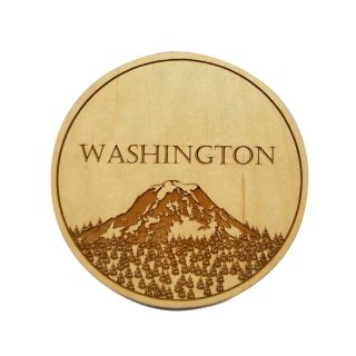 Engraved Wood Coaster - Washington Mt Rainier - 4