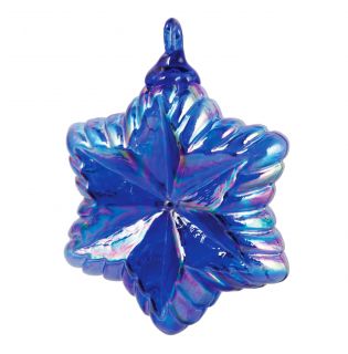 Glass Eye Hand Blown Art Glass Ornament - Holiday Star - Cobalt Blue - 4''