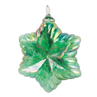 Glass Eye Hand Blown Art Glass Ornament - Holiday Star - Green - 4''