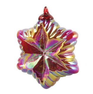 Glass Eye Hand Blown Art Glass Ornament - Holiday Star - Red - 4''