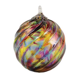 Glass Eye Studio Hand Blown Glass Classic Ornament - Rainbow Twist - 3'' diameter