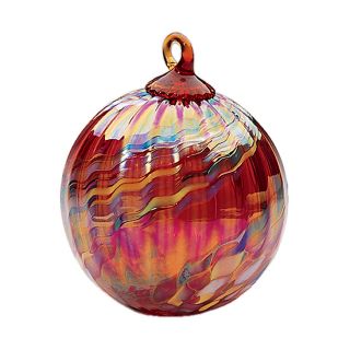 Glass Eye Studio Hand Blown Glass Ornament - Holiday Swirl - 3'' diameter