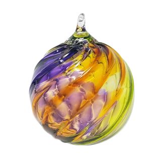 Glass Eye Studio Hand Blown Glass Ornament - Purple Haze Twist - 3'' diameter