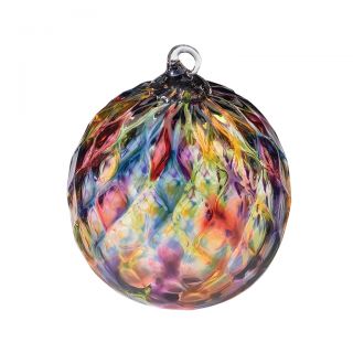 Glass Eye Studio Hand Blown Glass Ornament - Rainbow Diamond Facet - 3'' diameter