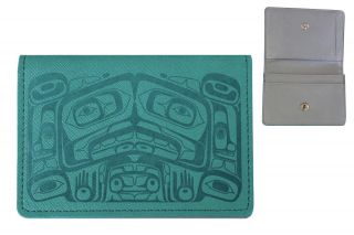 Indigenous American Design - Raven Box Card Wallet - Teal Blue