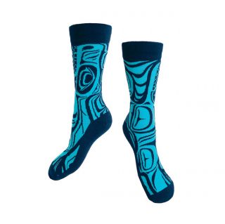 Native Northwest Art Socks - Spirit Wolf (Blue)