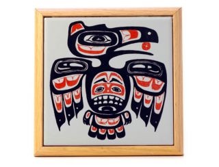 Pacific Northwest Coast Native American Ceramic Tile Raven Trivet - 7