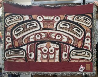 Pacific Northwest Coast Native American - Haida Bentwood Box - Cotton Throw Blanket