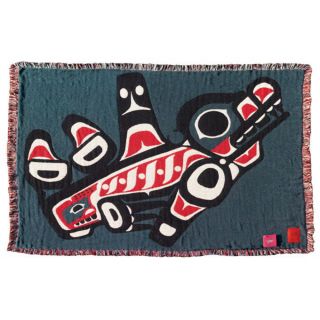 Pacific Northwest Coast Native American - Orca Whale - Cotton Throw Blanket - by Joe Mandur Jr - approx: 48