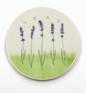 Porcelain Pottery Lavender Trivet or Wall Hanging - By Mike and Donna Day - 7.25