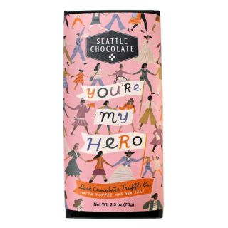 Seattle Chocolates - You're My Hero Dark Chocolate Toffee & Sea Salt Truffle Bar - 2.5 oz