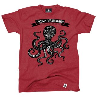 Tacoma Destinations Octopus T-Shirt (Red) - Little Bay Root