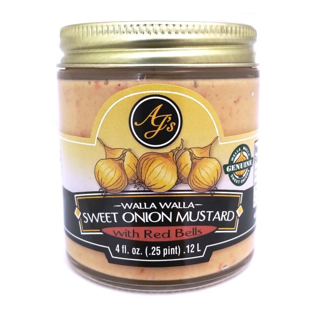 AJ's Walla Walla Sweet Onion Mustard with Red Bells - 4oz 