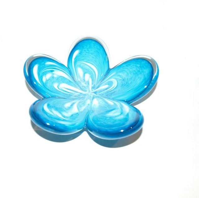 Glass Eye Studio - Affection Dish - Aqua Flower - approx 5