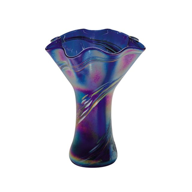 Glass Eye Studio - Mini Ruffle Vase - Blue Rainbow Twist - 6