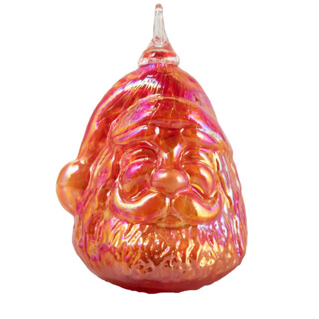 Hand Blown Art Glass Ornament - Santa - Holiday Punch Red - 4''
