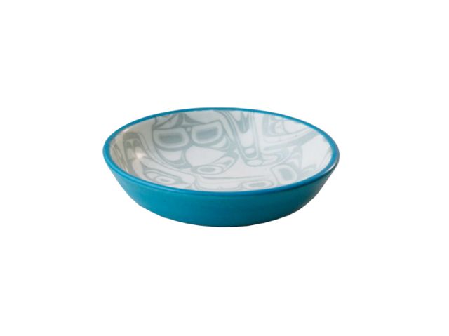 Indigenous American Art - Small Dish - Orca by Kelly Robinson (Blue/Black)
