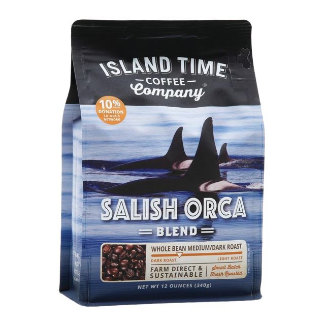 Island Time Coffee Co - Salish Orca Blend ( Medium / Dark Roast ) - 12oz Whole Bean