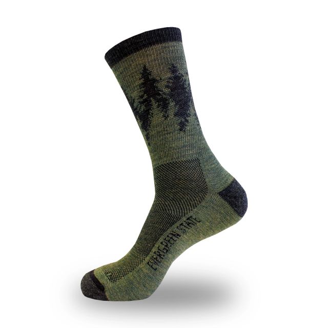 Medium Merino Wool Blend Evergreen State Socks
