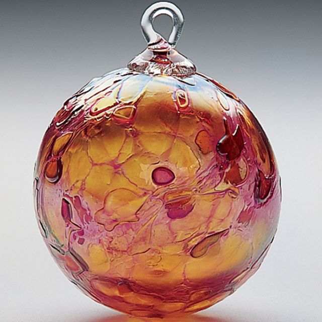 Mt. St. Helens Ash Hand Blown Glass Ornament - Rose Quartz - 3'' diameter