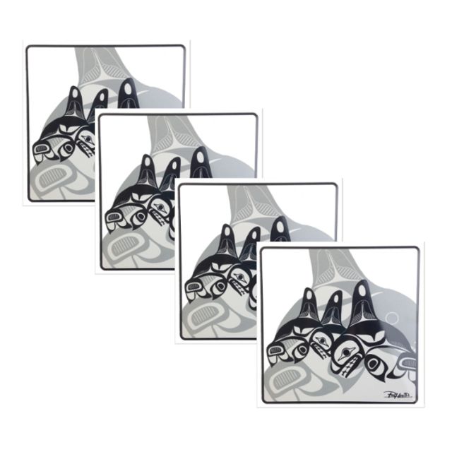 Native American Orca Whale Design Coasters - Set of Four (black/white)