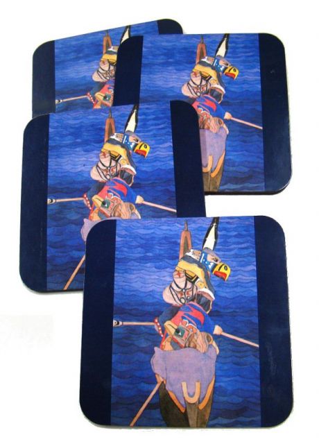 North Coast Indian Artwork Coasters - Set of 4 Crossing the Straights Coasters -  by Irene Klar