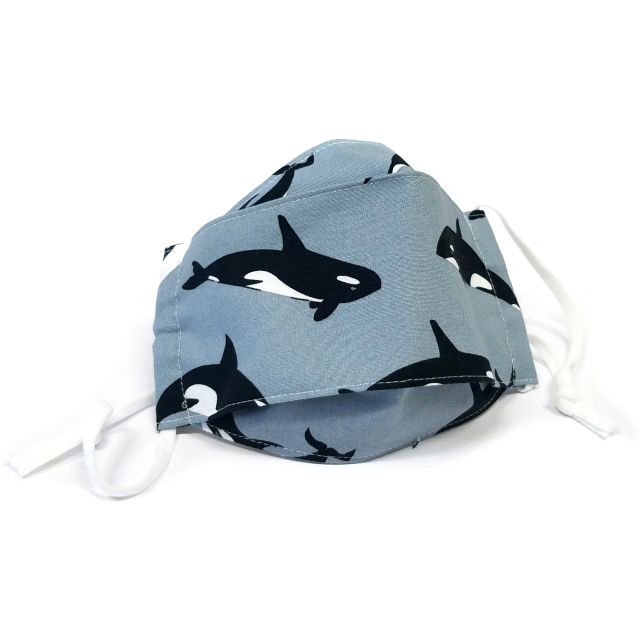 Orca Whale Gray Face Mask