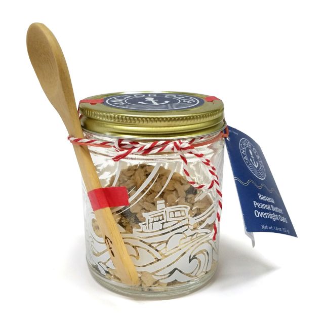Overnight Oats Single Serving Gift Jar & Spoon - Banana Peanut Butter - 1.8oz