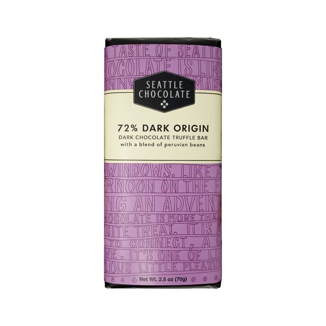 Seattle Chocolate - 72% Dark Origin Truffle Bar - 2.5 oz
