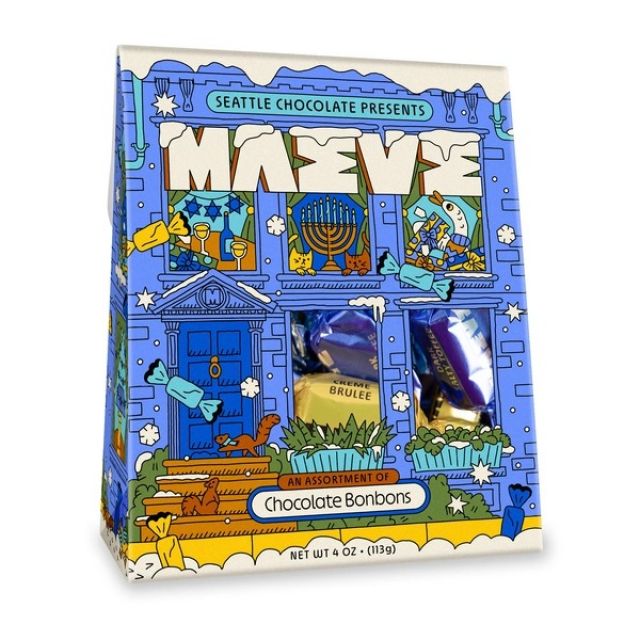 Seattle Chocolate Presents Maeve - 4oz Holiday Truffle Box - Home For Hanukkah