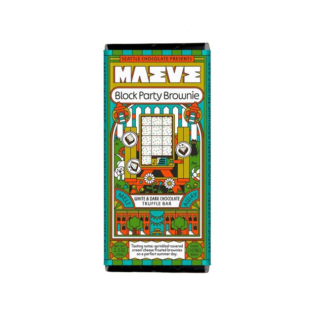 Seattle Chocolate Presents Maeve - Block Party Brownie Truffle Bar - 2.5 oz