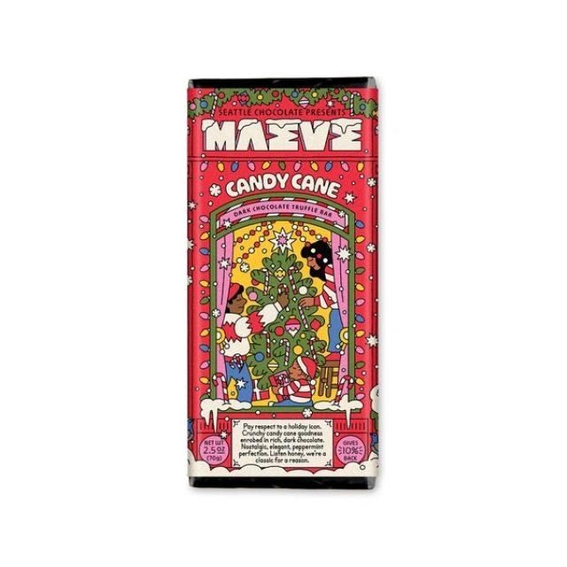 Seattle Chocolate Presents Maeve - Candy Cane Truffle Bar { Holiday Seasonal } - 2.5 oz