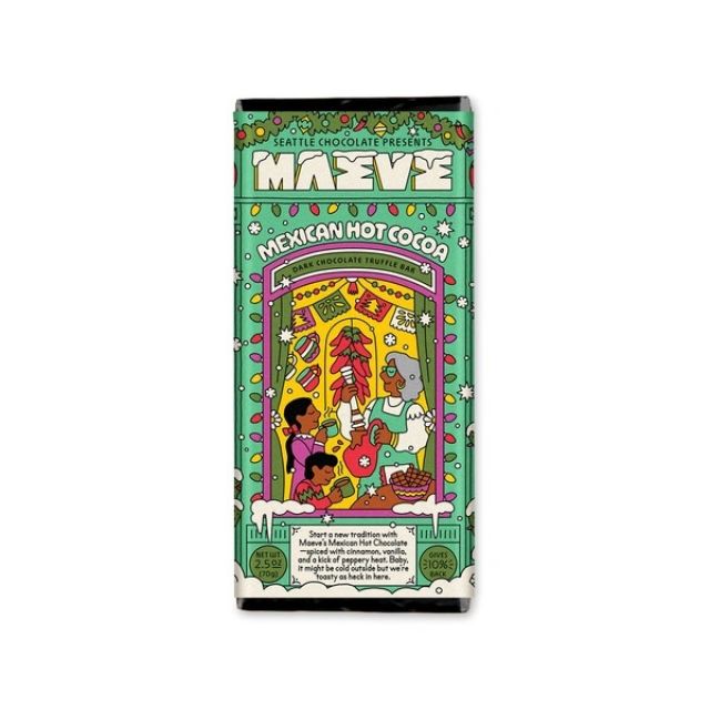 Seattle Chocolate Presents Maeve - Mexican Hot Cocoa Truffle Bar { Holiday Seasonal } - 2.5 oz
